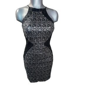 Dress The Population Sequin silver and black dress Small